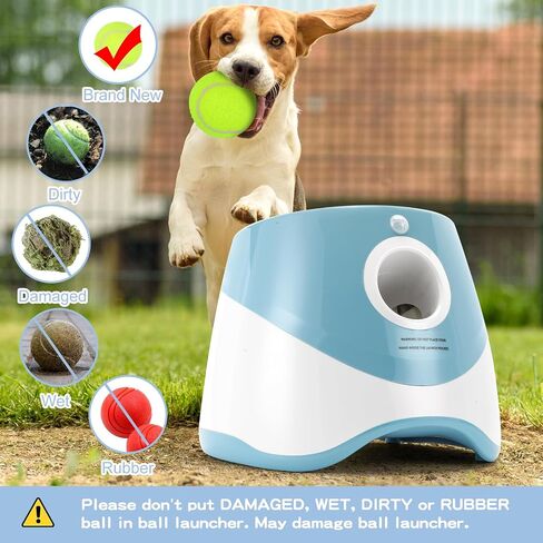 Automatic Ball Launcher for Dogs, Dog Ball Thrower Launcher with 12 Tennis Balls, Adjustable 10-30ft Tennis Ball Thrower for Dogs, Dog Fetch Machine for Small to Medium Dogs Indoor/Outdoor (Blue) in Saudi Arabia