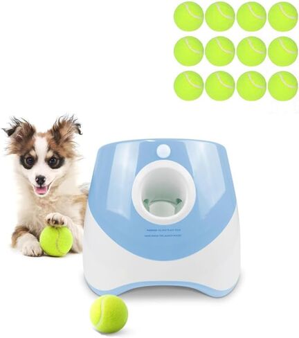Ball Launcher for Dogs, Automatic Dog Ball Launcher with 12 Tennis Ball, Interactive Dog Toys Pet Ball Indoor Outdoor Thrower Machine (Blue Automatic Tennis Ball) in Saudi Arabia