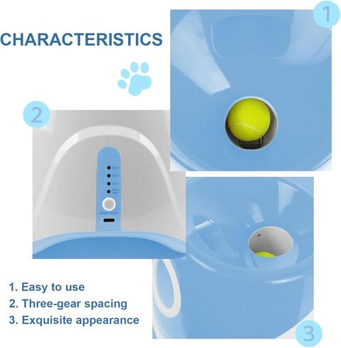 Ball Launcher for Dogs, Automatic Dog Ball Launcher with 12 Tennis Ball, Interactive Dog Toys Pet Ball Indoor Outdoor Thrower Machine (Blue Automatic Tennis Ball) in Saudi Arabia