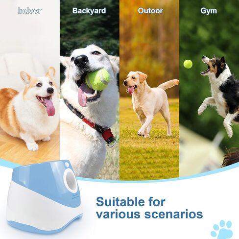 Ball Launcher for Dogs, Automatic Dog Ball Launcher with 12 Tennis Ball, Interactive Dog Toys Pet Ball Indoor Outdoor Thrower Machine (Blue Automatic Tennis Ball) in Saudi Arabia