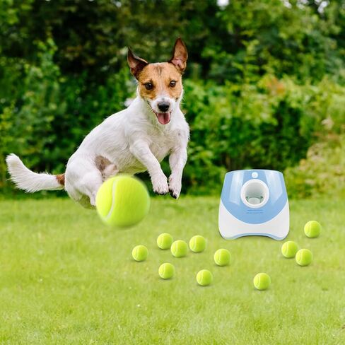 Ball Launcher for Dogs, Automatic Dog Ball Launcher with 12 Tennis Ball, Interactive Dog Toys Pet Ball Indoor Outdoor Thrower Machine (Blue Automatic Tennis Ball) in Saudi Arabia
