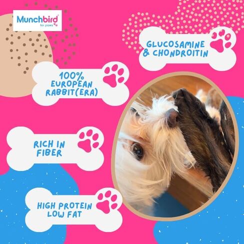 Dehydrated Rabbit Ears for Dogs & Cats, European Furry Rabbit Ear Natural Fiber for Dogs, Rawhide Free Alternative to Pig Ears for Dogs, Pack of 10 to 15 Ears (Size Varies) in Saudi Arabia