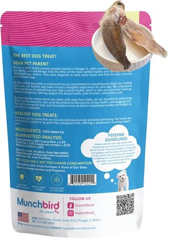 Dehydrated Rabbit Ears for Dogs & Cats, European Furry Rabbit Ear Natural Fiber for Dogs, Rawhide Free Alternative to Pig Ears for Dogs, Pack of 10 to 15 Ears (Size Varies) in Saudi Arabia