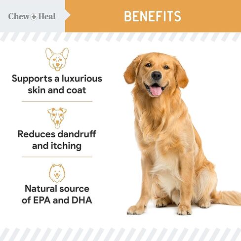 Chew + Heal Labs Omega Salmon Jerky Dog Treats - 5 oz of Soft Salmon Jerky for Skin and Coat - Made with Wild Alaskan Salmon, Flaxseed, Oat Flour, and More - Made in The USA in Saudi Arabia