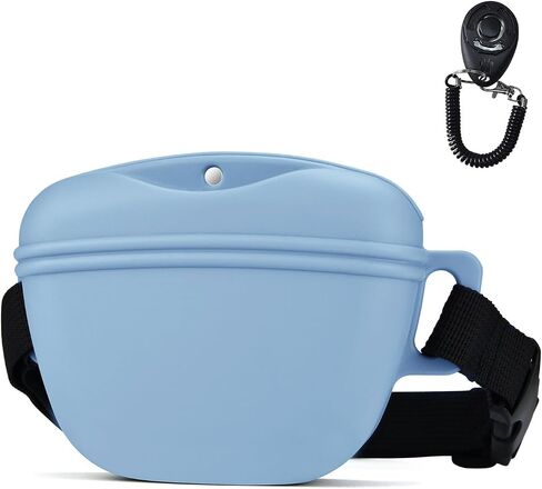 Pet Training Snack Pouch with Clicker 2.0 Upgraded Magnetic Closure, 1.66 Cup Silicone Belt Pouch for Dog Treats，Perfect for Training and Walking in Saudi Arabia