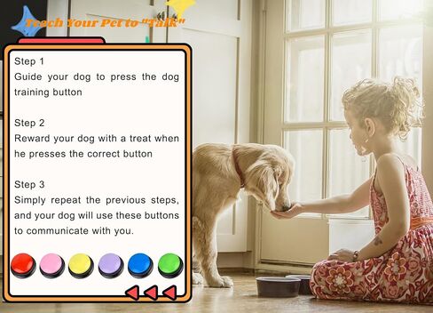 Dog Buttons for Communication, Dog Training Speaking Buttons Dog Clicker with Waterproof Anti-Slip Mat & Stickers, 30s Voice Recording Talking Button Pet Speech Training Buzzers (6 Pack) in Saudi Arabia