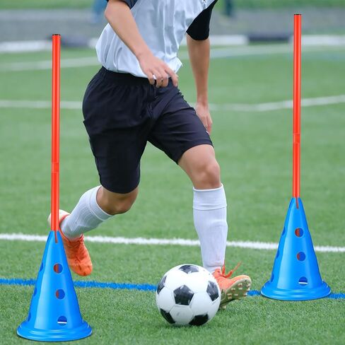 10 مجموعات من حواجز خفة الحركة للكلاب، مجموعة مخروطية مكونة من 20 قطعة من مخاريط التمرين مع 10 قطع من قضبان خفة الحركة وتدريبات خفة الحركة القابلة للتعديل ومعدات تدريب خفة الحركة المحمولة ومخاريط أقطاب خفة الحركة للكلاب (أزرق) in Kuwait