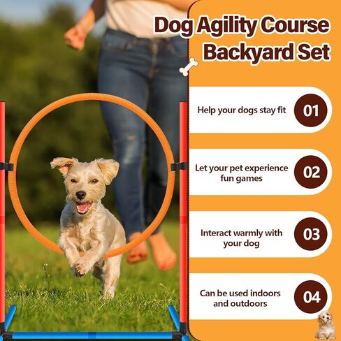 قطعتان من معدات تدريب خفة الحركة للكلاب، مجموعة أدوات تدريب الكلاب للمبتدئين، أدوات تدريب الكلاب، تتضمن حلقة القفز، والقفزات العالية، وحقائب تخزين للفناء الخلفي والخارجي والداخلي in Kuwait