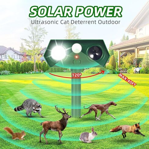 رادع للقطط في الفناء، رادع للقطط بالموجات فوق الصوتية في الهواء الطلق مع مستشعر حركة وأضواء وامضة، رادع للقطط يعمل بالطاقة الشمسية لحديقة ساحة الحديقة، عبوتان in Kuwait