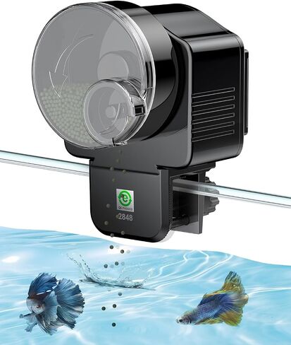 Pawfly Automatic Fish Feeder for Aquarium Auto Vacation Timer Fish Feeder for Fish Tank 60 ml Adjustable Fish Food Dispenser for Pellets Flakes Strips, Battery Operated (Battery Not Included) in Saudi Arabia