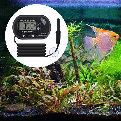 6 PackLCD ميزان حرارة رقمي لحوض الأسماك، درجة حرارة تررم المياه لخزان الأسماك مع كوب شفط لحوض الأسماك تررم المياه in Kuwait