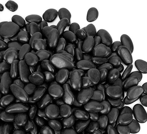 Black Polished Pebbles, 3/8" Aquarium Rocks for Indoor Plants, Decorative River Rocks Gravel for Vase, Garden, Landscaping (5-lb Bag) in Kuwait