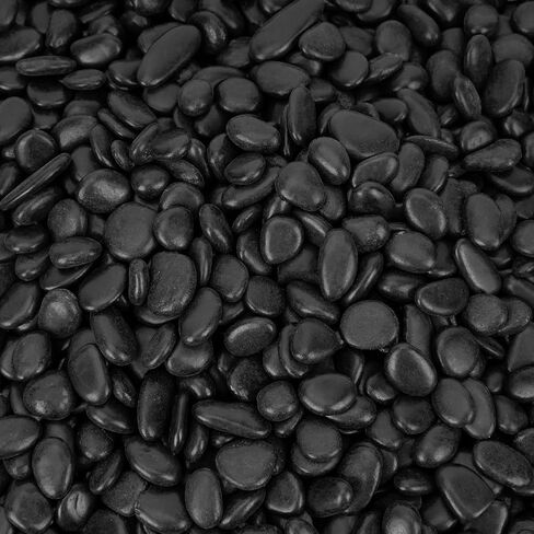 Black Polished Pebbles, 3/8" Aquarium Rocks for Indoor Plants, Decorative River Rocks Gravel for Vase, Garden, Landscaping (5-lb Bag) in Kuwait