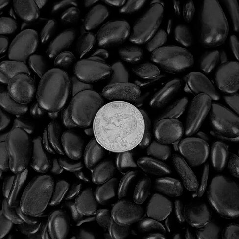 Black Polished Pebbles, 3/8" Aquarium Rocks for Indoor Plants, Decorative River Rocks Gravel for Vase, Garden, Landscaping (5-lb Bag) in Kuwait