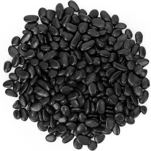 Black Polished Pebbles, 3/8" Aquarium Rocks for Indoor Plants, Decorative River Rocks Gravel for Vase, Garden, Landscaping (5-lb Bag) in Kuwait