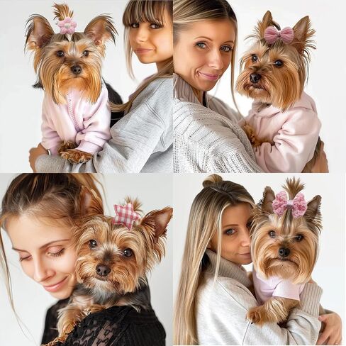 20pc Pink Dog Hair Bows with Rubber Bands, Bowknot Top Knot Grooming Flower Ball Bows Hair Accessories for Pet Puppies Yorkie Teddy Pink Small Dog Hair Accessories (Pink) in Saudi Arabia