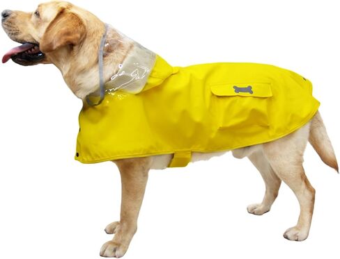 MAMORE Dog Raincoat Hooded, Waterproof Dog Rain Jacket for Large Dogs Lightweight Rain Jacket with Leash Hole for Small to 4X-Large Dogs(Yellow,Medium) in Saudi Arabia