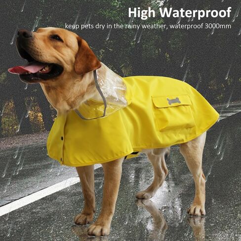 MAMORE Dog Raincoat Hooded, Waterproof Dog Rain Jacket for Large Dogs Lightweight Rain Jacket with Leash Hole for Small to 4X-Large Dogs(Yellow,Medium) in Saudi Arabia