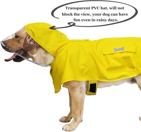 MAMORE Dog Raincoat Hooded, Waterproof Dog Rain Jacket for Large Dogs Lightweight Rain Jacket with Leash Hole for Small to 4X-Large Dogs(Yellow,Medium) in Saudi Arabia