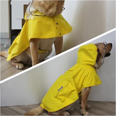 MAMORE Dog Raincoat Hooded, Waterproof Dog Rain Jacket for Large Dogs Lightweight Rain Jacket with Leash Hole for Small to 4X-Large Dogs(Yellow,Medium) in Saudi Arabia