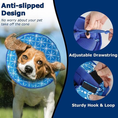 Crazy Felix Soft Dog Cones for Large Medium Small Dogs, Dog Recovery Cone Collar Alternative After Surgery to Stop Licking Scratching, Elizabethan Collar with Hook & Loop Drawstring in Saudi Arabia