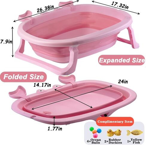 Pet Bathtub, Portable Puppy Bathtub with Dog Toys for Easy Baths and Easy Storage, Dog Bath Tubs for Small Medium Pets-Foldable Pet Shower Tub with Drainage Hole, 26.5 x 17.2 x 7.8In,Blue in Kuwait
