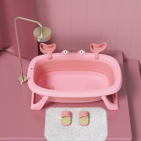 Pet Bathtub, Portable Puppy Bathtub with Dog Toys for Easy Baths and Easy Storage, Dog Bath Tubs for Small Medium Pets-Foldable Pet Shower Tub with Drainage Hole, 26.5 x 17.2 x 7.8In,Blue in Kuwait