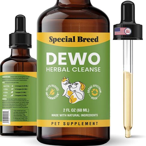 علاج طبيعي واسع النطاق للقطط والكلاب ضد الطفيليات والسموم، دعم وسلالات المعالجة المثلية، صنع في الولايات المتحدة الأمريكية، 2 أونصة in Kuwait