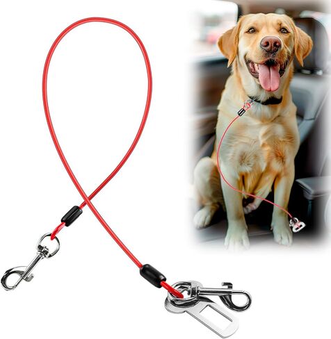 Dog Seat Belt for Car, LApapaye Dog Car Seat Belt, Chew and Tear Resistant, Seat Belt for Dogs in Car, Coated Wire Rope Safety Restraint, Double End with Safety Buckle (Black, 32 Inches) in Saudi Arabia