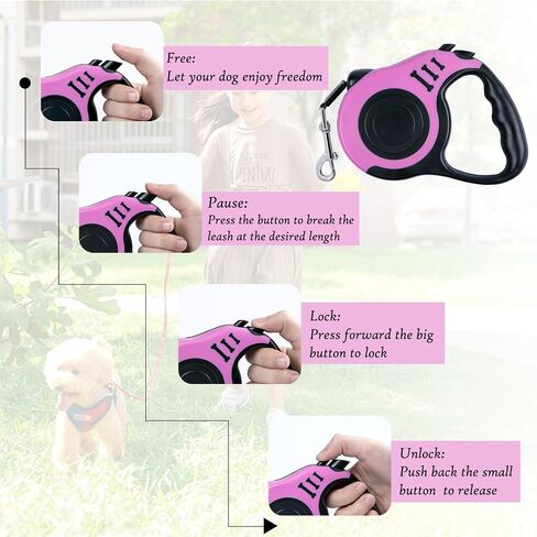 Retractable Dog Leash, 10 FT Dog Leash for Small Medium Dogs up to 22lbs, Pet Tape with Anti Slip Handle and Lock Nylon, 1 Silicone Dog Bowl, 1 Dispenser, 2 Waste Bag in Saudi Arabia