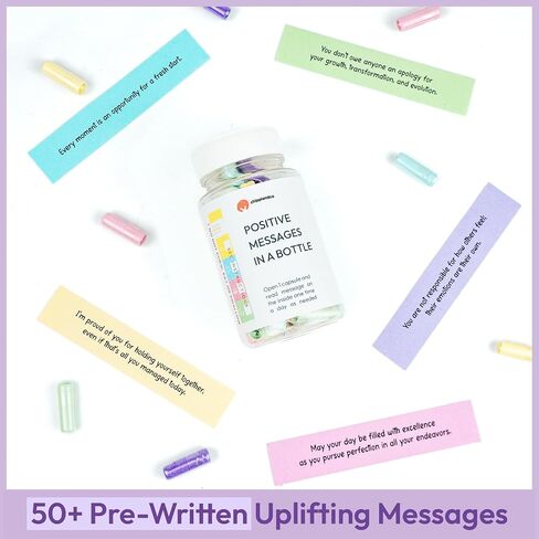 Chippi & Co 50 Positive Messages In A Bottle, Message In A Bottle Kit, Daily Affirmations Motivation Gifts, Stress Relief Gifts, Positive Affirmation Gifts For Women, Men, Birthday Gifts For Mom in Saudi Arabia