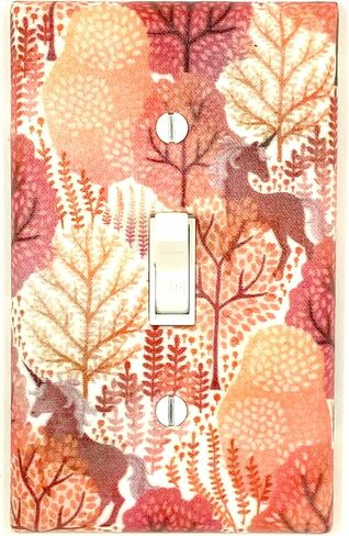 Unicorn Wall Art Enchanted Forest Light Switch Cover Handmade Gift Girls Bedroom Gifts Boho Fairy Tale Nursery Fantasy Home Decor (Peach Fuzz Pink) in Saudi Arabia