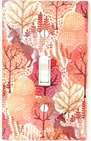 Unicorn Wall Art Enchanted Forest Light Switch Cover Handmade Gift Girls Bedroom Gifts Boho Fairy Tale Nursery Fantasy Home Decor (Peach Fuzz Pink) in Saudi Arabia