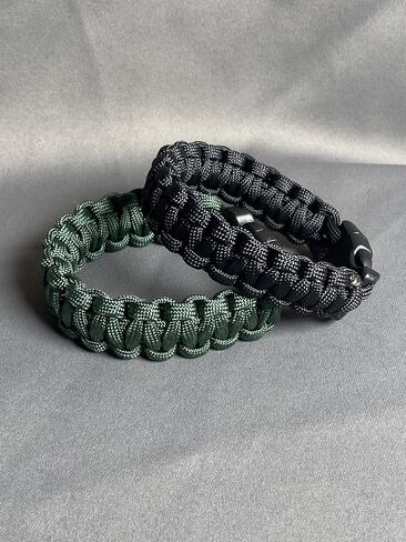 Solid Paracord 550 Bracelets - 2 Pack (L, Emerald Green and Black) in Saudi Arabia