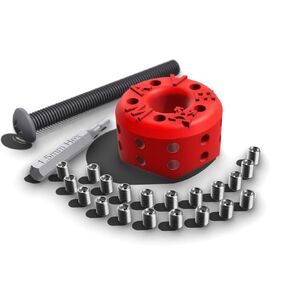 Barnacle Footstop Grip Upgrade for Longboard Skateboard, Downhill or Surfskate (Dis-Assembled Kit w/Accessories & Tool, Red + Silver Metal Studs, Low Barrel 0.60in)