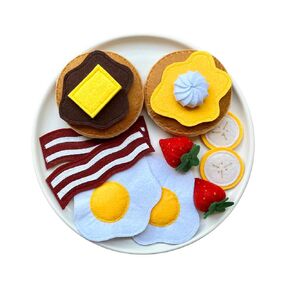 Pancake Breakfast Set/Felt Play Food for Toddlers & Kids/Pretend Play/Montessori Educational Kitchen Toys/Role Play