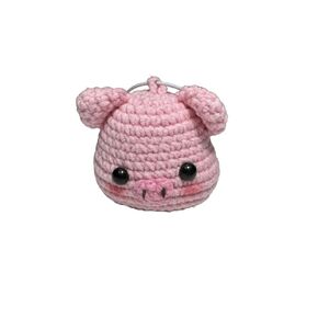 Cute Piglet Handmade Crochet Keychain Key Ring Purse Handbag Pendant Backpack Charm Keys Wallet Car Keys Accessory Great gift for Women Girls Boys Men