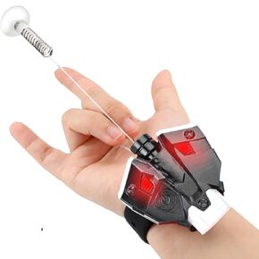 Web Shooters Real,Silk Launcher Wrist Toy for Kids with Magnetic Sensor Light, 8 FT Realistic Web Launcher String, Cool Gadgets String Gloves Shooters Toy for Superhero Role-Play (Red)