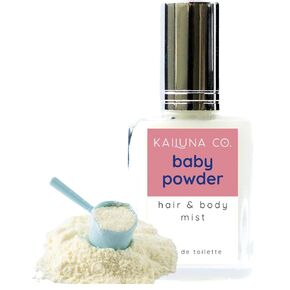 Baby Powder Natural Hair & Body Mist Spray, Pure Essential and Fragrance Oils, Alcohol-Free, Handmade in California, 0.5Fl Oz