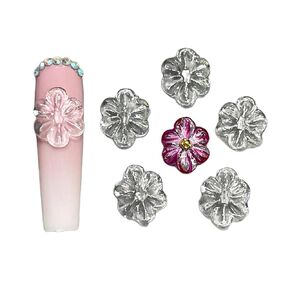 Set 10Pcs -Clear -Gel 3D -Flowers -Nails -Charms Plain No Rhinestone Gems Handmade by Gel, Design For Medium & Long Nail, 3D Flower Nail Art Floral Salon Decor For Women(Medium, ApricotBlossom Clear)