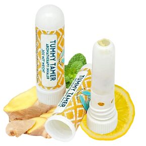 TUMMY TAMER 2PK Nausea Inhaler w/Pink Salt, Menthol, Ginger, Peppermint & Lemon Oils | Fast Acting, Drug-Free Aromatherapy | Motion Sickness, Morning Sickness, Migraine, Medicine Side Effects