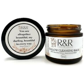 Tallow Cleansing Balm- All Natural Make-Up Remover Oil Based Cleanser. 100% Grass Fed Beef Tallow for Skin Care - 2 FL. oz