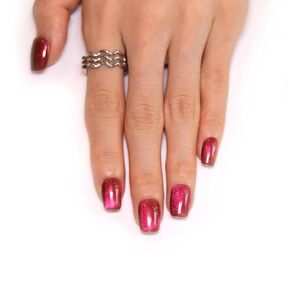 Handmade sparkling press-on nail（10pcs）. (Rose red(L))