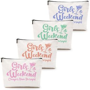 4 Pcs Girls Weekend Gifts Girls Trip 2024 Makeup Bag Girls Trip Gifts Favors Summer Gifts Cosmetic Bag Toiletry Bag Zipper Pouch Weekender Bags for Women Girl Friendship Bachelorette Party Birthday