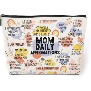 Daily Affirmations for Women Makeup Bag Workout Gifts for Women Encouragement Inspirational Mental Health Gifts for Female Friend Coworker Birthday Friendship Mothers Day Nurse Day Travel Toiletry Bag