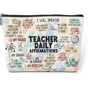 Daily Affirmations for Women Makeup Bag Workout Gifts for Women Encouragement Inspirational Mental Health Gifts for Female Friend Coworker Birthday Friendship Mothers Day Nurse Day Travel Toiletry Bag