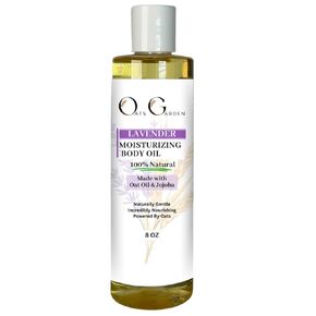 Lavender Body Oil - 8 oz - Deep Hydration for daily moisture for Body, Bath & Pregnant Belly. 100% Natural. All skin types - Oats Garden