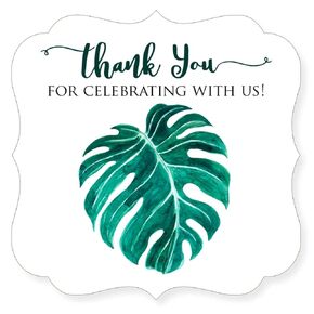 Monstera Leaf Thank You for Celebrating with Us Favor Stickers by Adore By Nat - Wedding Baby Shower - Set of 30