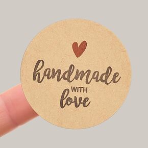 100 x Handmade With Love Sticker, Party Favor Stickers, Handmade Sticker Made with Love Label, Package Stickers Small Business Labels, Handmade With Love Stickers for Wedding, Wrapping Stickers