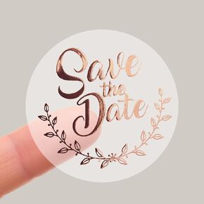 100 x Save the Date Stickers, Gold Foil Stickers, Party Favor Stickers, Foil Metallic Seal, Save The Date Wedding Labels, Thank You Stickers, Snack Wrapping Stickers